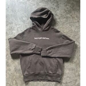 Boys Get Sad Too Hoodie Sweatshirt Mens Size Medium So Soft! Brown EUC